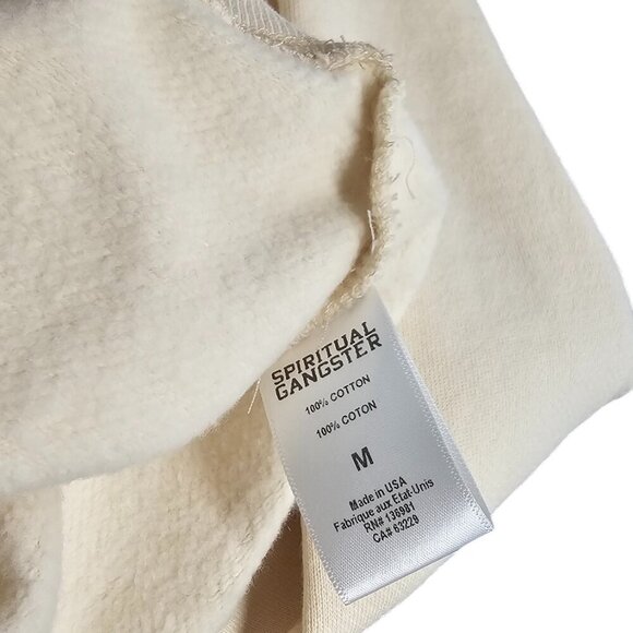 Spiritual Gangster Boyfriend Pullover Sweater, Graphic Lovers Club, Cream, Sz M - Picture 5 of 11